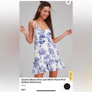 Lulus Garden Bloom Blue and White Floral Print Dress